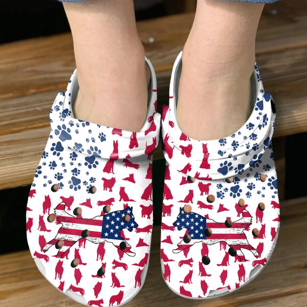 GCU110608ch ads 7, Lovely Siberian Husky American Flag Limited Edition Clogs, Special Crocs For Adult, Adult, Limited Edition, Special
