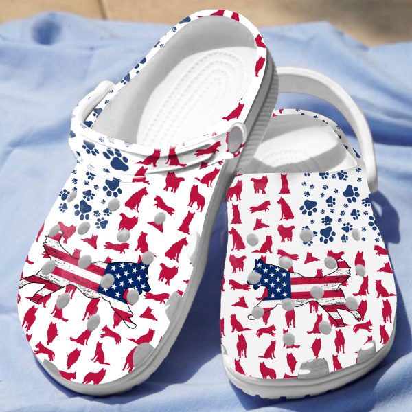 GCU110608ch ads 8, Lovely Siberian Husky American Flag Limited Edition Clogs, Special Crocs For Adult, Adult, Limited Edition, Special