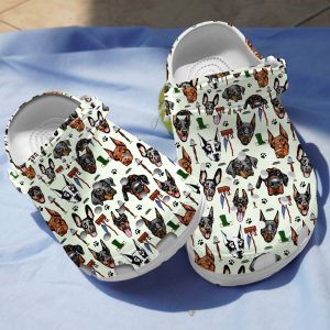 GCU2108199ch ads 4, Lightweight Breathable And Safety Doberman On The White Crocs, Order Now for a Special Discount!, Breathable, Safety, White