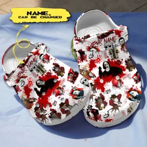 GCU2407313custom-mockup-2-600×600-1.webp, Adult’s Classic Horror Movie Characters Blood Stain Patterns Crocs, Personalized Non-slip Clogs, Adult, Classic, Non-slip, Personalized