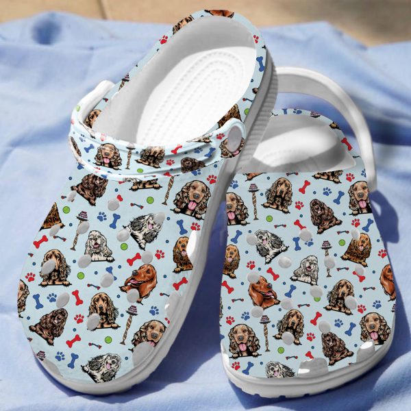 GCU2508101ch ads 2, Breathable And Water-Resistant Cocker Spaniel On The Light Blue Crocs, Fun And Safe for Outdoor Play!, Breathable, Light Blue, Water-Resistant