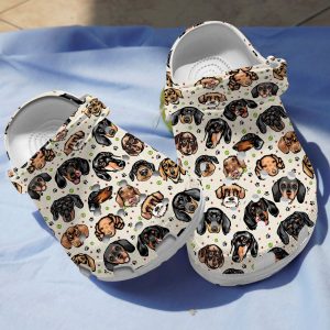 GCY1808102ch ads1, Adult Unisex And Breathable Dachshund On The Beige Crocs, Fast Shipping!, Adult, Beige, Breathable, Unisex