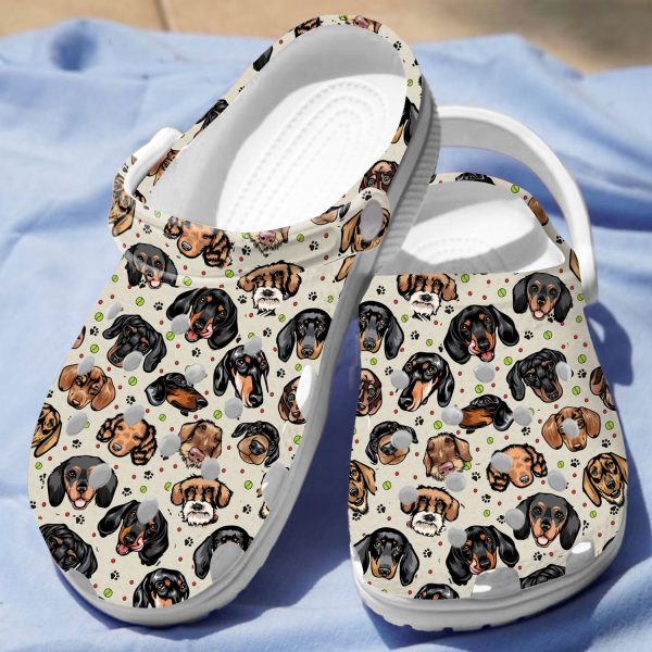 GCY1808102ch ads3, Adult Unisex And Breathable Dachshund On The Beige Crocs, Fast Shipping!, Adult, Beige, Breathable, Unisex
