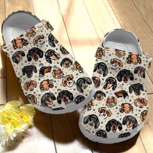 GCY1808102ch ads6, Adult Unisex And Breathable Dachshund On The Beige Crocs, Fast Shipping!, Adult, Beige, Breathable, Unisex
