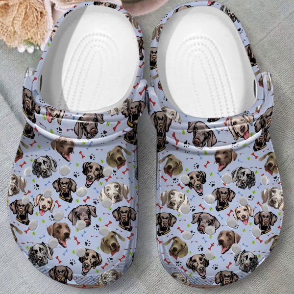 GCY1808140ch ads2, Breathable And Water-Proof Weimaraner Dog On The Light Blue Crocs, Easy to Clean!, Breathable, Light Blue, Water-proof