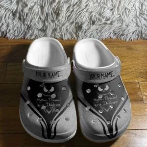 GDQ0709307custom mk5 jpg, I’M A NIGHTMARE DRESSED On The Grey And Black With Custom Name Crocs, Order Now for a Special Discount!, Black, Grey