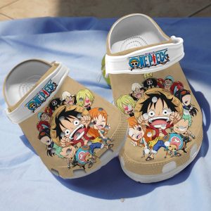 GHB1908209 4, Cute Design Of ONE PIECE Anime Chibi Art Beige Crocs, Beige, Cute