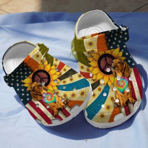 GLT2202203 chayads, Adult Unisex Breathable And Colorful Dachshund hippie Crocs, Order Now for a Special Discount!, Adult, Breathable, Colorful, Unisex