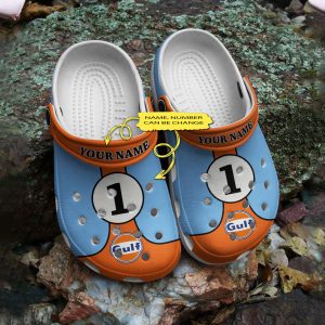 GMD0607202ch 3, Wide-fit Slippers, Personalized Durable And Good-looking Gulf Racecars With Light Blue And Orange Color Crocs, Easy to Buy!, Durable, Good-looking, Light Blue, Orange, Personalized, Wide-fit