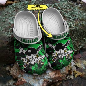 GNB2408202 1, Creative Design Of One Piece Skull Green Crocs, Personalized Gift For Fans Of Roronoa Zoro, Green, Personalized