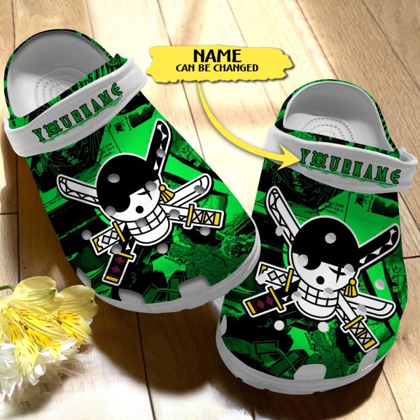 GNB2408202 2, Creative Design Of One Piece Skull Green Crocs, Personalized Gift For Fans Of Roronoa Zoro, Green, Personalized