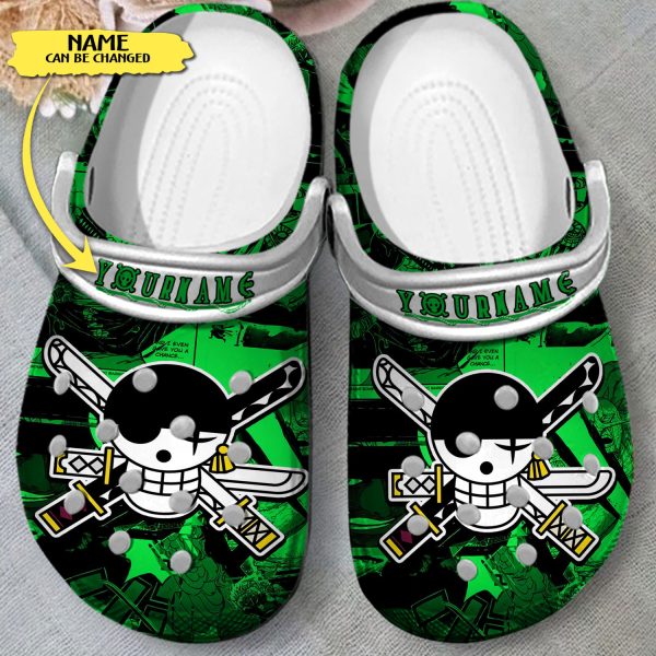 GNB2408202 3, Creative Design Of One Piece Skull Green Crocs, Personalized Gift For Fans Of Roronoa Zoro, Green, Personalized