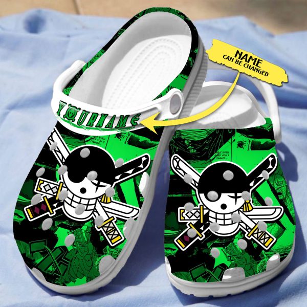 GNB2408202 4, Creative Design Of One Piece Skull Green Crocs, Personalized Gift For Fans Of Roronoa Zoro, Green, Personalized