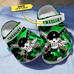 GNB2408202 chay ads, Creative Design Of One Piece Skull Green Crocs, Personalized Gift For Fans Of Roronoa Zoro, Green, Personalized