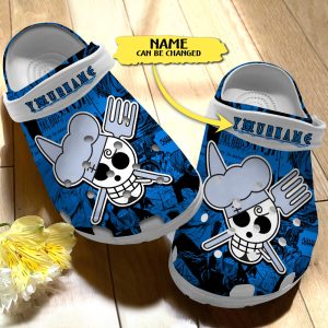 GNB2408204 1, Customized One Piece Skull Blue Crocs, Unique Gift For Fan Of Sanji, Blue