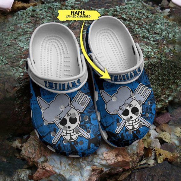 GNB2408204 2, Customized One Piece Skull Blue Crocs, Unique Gift For Fan Of Sanji, Blue
