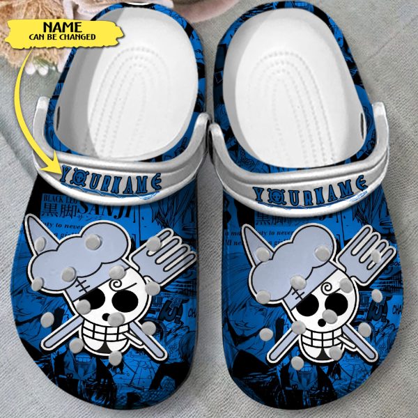 GNB2408204 3, Customized One Piece Skull Blue Crocs, Unique Gift For Fan Of Sanji, Blue