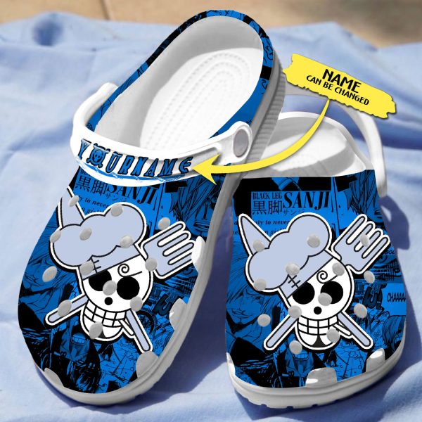 GNB2408204 4, Customized One Piece Skull Blue Crocs, Unique Gift For Fan Of Sanji, Blue