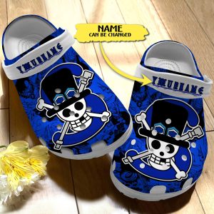GNB2408205 1, Personalized One Piece Anime Skull Blue Crocs, Perfect For Fan Of Sabo, Blue, Personalized