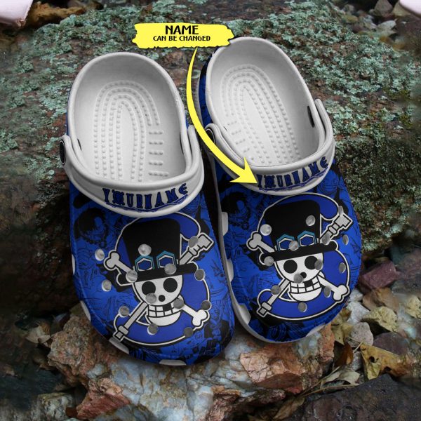 GNB2408205 2, Personalized One Piece Anime Skull Blue Crocs, Perfect For Fan Of Sabo, Blue, Personalized