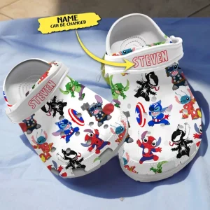 GNB2509203 4 jpg 600×600 1, Personalized Cute Stitch Cosplay Marvel Superheroes White Crocs, Perfect For Men And Women, Cute, Personalized, White