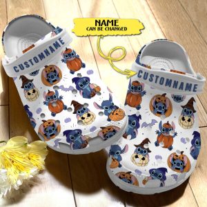 GNB2809201-1-600×600-1.jpg, Personalized Cute Disney Stitch And Halloween Pumpkin White Crocs, Cute, Personalized, White