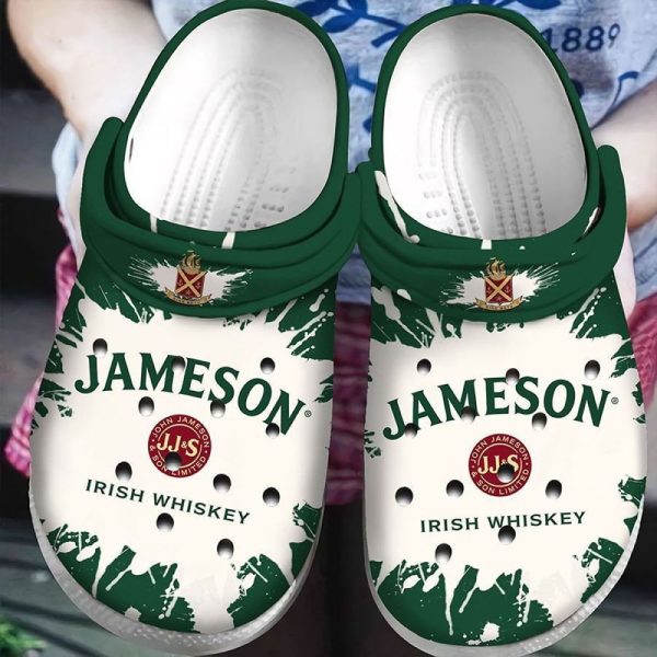GND2309203 1, New Design Breathable And Durable Jameson Irish Whiskey On The Dark Green Crocs, Safe for Outdoor Walking!, Breathable, Dark Green, Durable, New Design