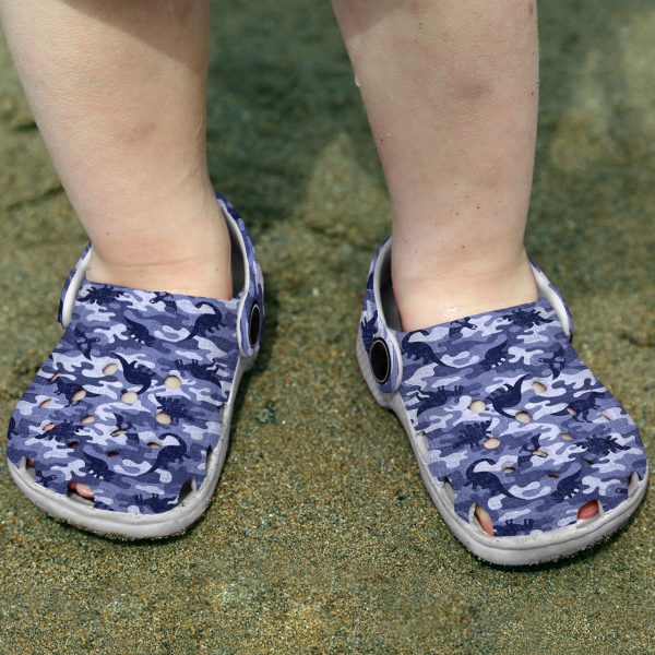 GND2708204 7, Dinosaur Navy Pattern Crocs and Classic slipper Design For Adult, Adult, Classic