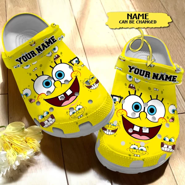 GNQ0308301custom mk1 jpg, Personalized Cute SpongeBob SquarePants Yellow Crocs, Cute, Personalized, Yellow