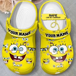 GNQ0308301custom mk2 jpg, Personalized Cute SpongeBob SquarePants Yellow Crocs, Cute, Personalized, Yellow
