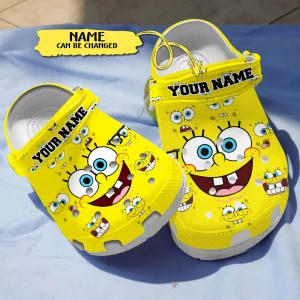 GNQ0308301custom mk3 jpg, Personalized Cute SpongeBob SquarePants Yellow Crocs, Cute, Personalized, Yellow