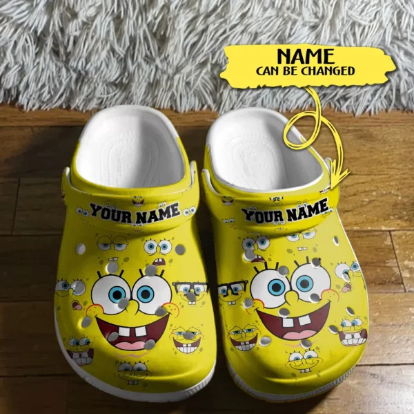 GNQ0308301custom mk5 jpg, Personalized Cute SpongeBob SquarePants Yellow Crocs, Cute, Personalized, Yellow