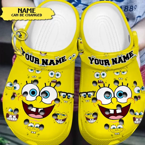 GNQ0308301custom mk6 jpg, Personalized Cute SpongeBob SquarePants Yellow Crocs, Cute, Personalized, Yellow