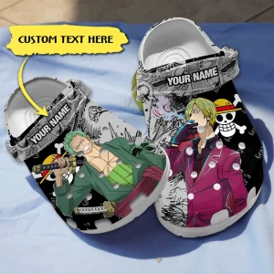 GNT1708301custom mock1 jpg, Personalized Crocs Anime One Piece Zoro & Sanji Clogs, Funny And Safe For Outdoor Play, Funny, Personalized