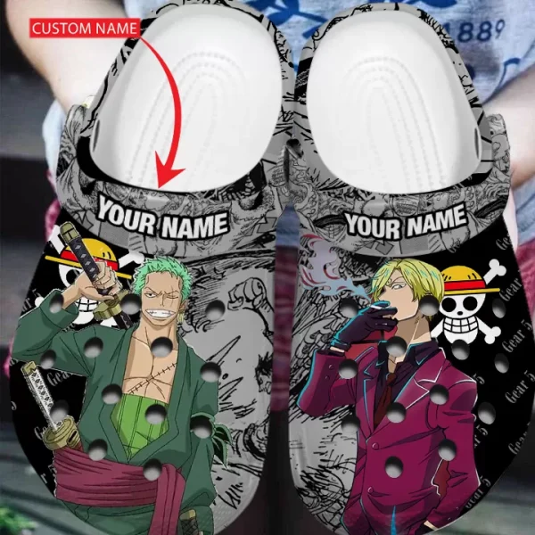 GNT1708301custom mock2 jpg, Personalized Crocs Anime One Piece Zoro & Sanji Clogs, Funny And Safe For Outdoor Play, Funny, Personalized
