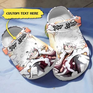 GNT1708302custom mock1 jpg, Cool Design Of Personalized One Piece Luffy Gear 5 White Crocs, Cool, Personalized, White