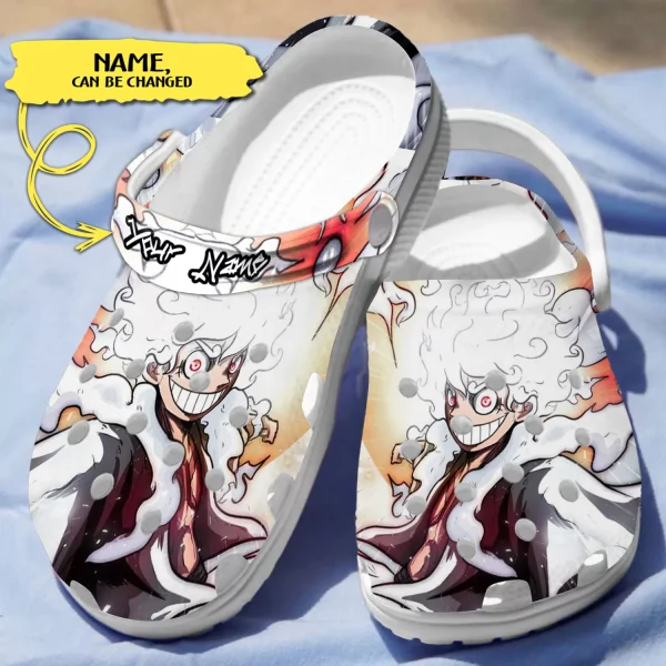 GNT1708302custom mock2 jpg, Cool Design Of Personalized One Piece Luffy Gear 5 White Crocs, Cool, Personalized, White