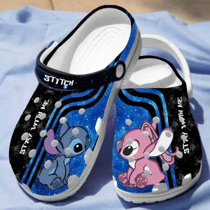 GNT2608302 mock2 jpg, Adult’s Unisex Lovely Stitch & Angel Stay With Me Classic Crocs, Adult, Classic, Unisex