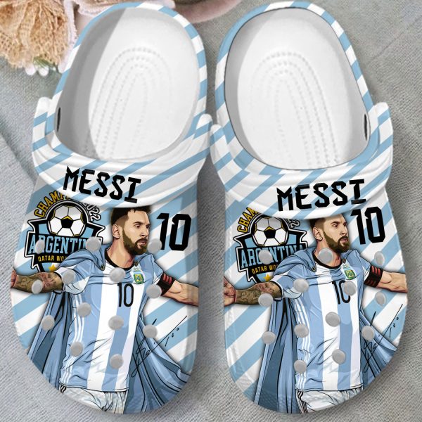 GSD1208301custom Messi ads, Personalized Breathable And Durable World Cup Qatar Champion 2022 Argentina Messi Crocs, Easy to Buy!, Breathable, Durable, Personalized