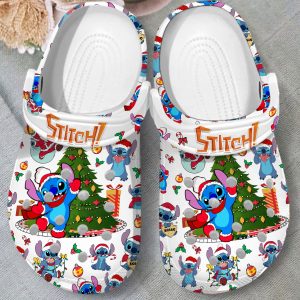 GSD2608304 1, Cute Eye-catching And Water-resistant Stitch Merry Christmas Crocs, Cute, Eye-catching, Water-Resistant