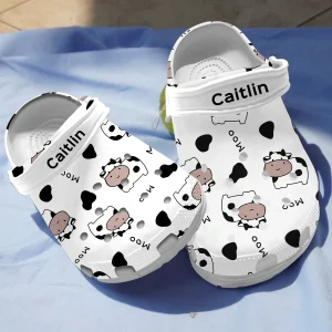 GSD3110201 Caitlin ads jpg, Personalized and 3d Printed Lovely Cow Moo Moo Crocs, 3d Printed, Personalized