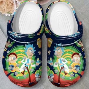 GSG1810205 1, Navy Non-slip and Water-Resistant Rick And Morty Cartoon Character Crocs, Navy, Non-slip, Water-Resistant