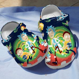 GSG1810205 2, Navy Non-slip and Water-Resistant Rick And Morty Cartoon Character Crocs, Navy, Non-slip, Water-Resistant
