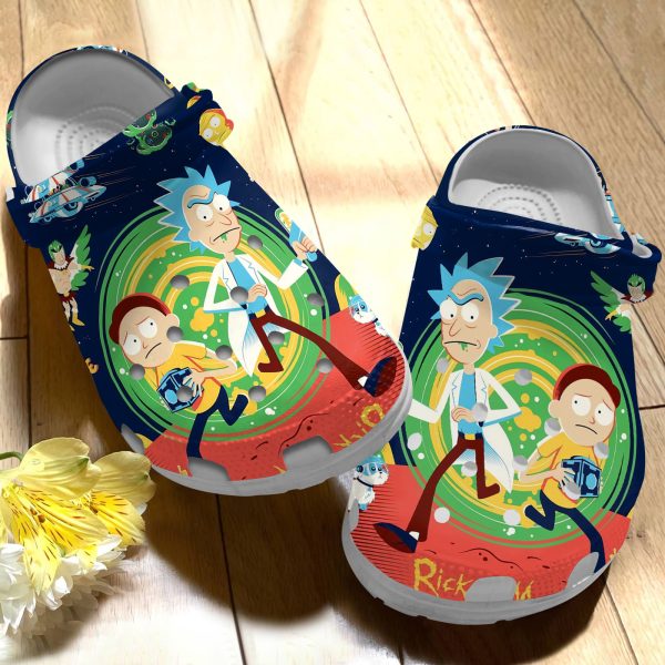 GSG1810205 3, Navy Non-slip and Water-Resistant Rick And Morty Cartoon Character Crocs, Navy, Non-slip, Water-Resistant