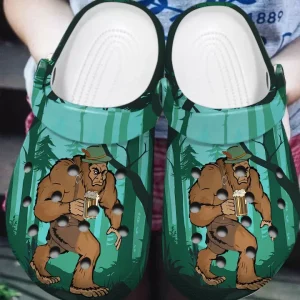 GSU0405310 mockup 2 jpg, Adult’s Lightweight Bigfoot Loves Beer Crocs Shoes, Perfect for Outdoor Activity, Adult