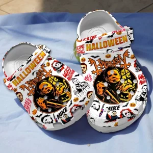 GSU0408309 mockup 1 600×600 1, Welcome Halloween With Michael Myers White Crocs, Comfortable And Super Lightweight Clogs, White