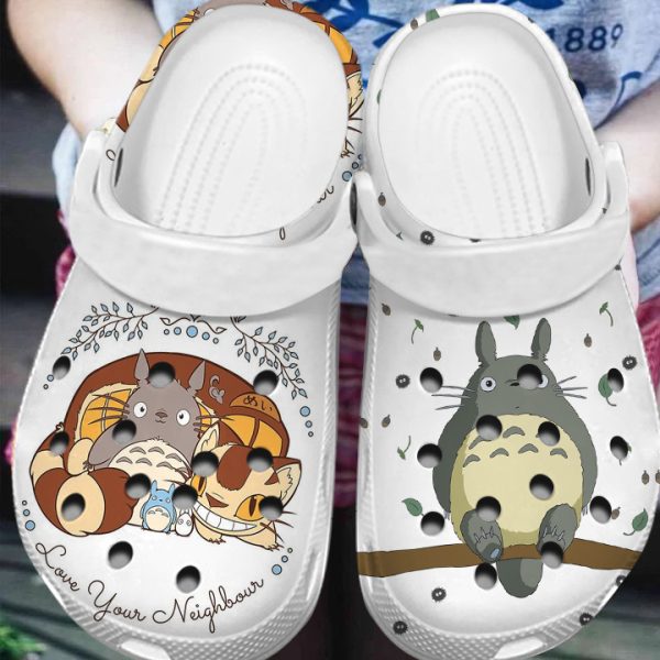 GSU0707309 mockup 2, Lovely Crocs Totoro Studio Ghibli Anime White Clogs, Soft And Durable For Walking, Durable, Soft, White