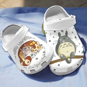 GSU0707309 mockup 3, Lovely Crocs Totoro Studio Ghibli Anime White Clogs, Soft And Durable For Walking, Durable, Soft, White