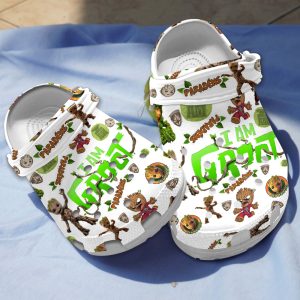 GSU0909301 mk1, Funny Baby Groot Non-slip And Lightweight White Crocs, Shop Now To Get The Best Price!, Funny, Non-slip, White