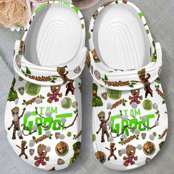 GSU0909301 mk2, Funny Baby Groot Non-slip And Lightweight White Crocs, Shop Now To Get The Best Price!, Funny, Non-slip, White